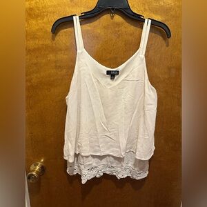 Ana cream boho Lacey cami tank top flowy layered tank size PL